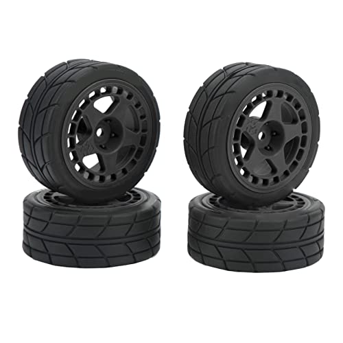 UPALDHOU Ausgezeichneter Griff, Hohem Verschleißfestigkeit 4pcs RC-Radreifen mit Nabenflossen, Gummireifen für Autoaufrümungsteile für XV01 XV-01 PTG-2 TT02 TT01, HSP von UPALDHOU