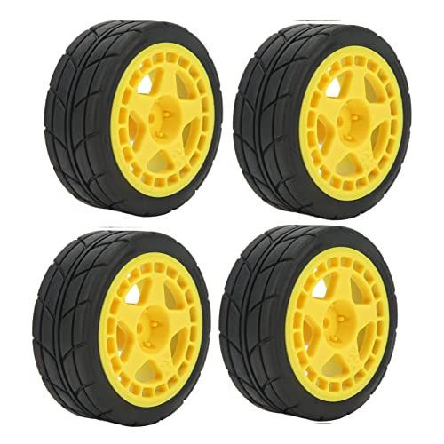 UPALDHOU Ausgezeichneter Griff, Hohem Verschleißfestigkeit 4pcs RC-Radreifen mit Nabenflossen, Gummireifen für Autoaufrümungsteile für XV01 XV-01 PTG-2 TT02 TT01, HSP von UPALDHOU