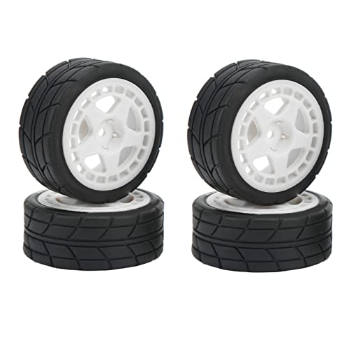 UPALDHOU Ausgezeichneter Griff, Hohem Verschleißfestigkeit 4pcs RC-Radreifen mit Nabenflossen, Gummireifen für Autoaufrümungsteile für XV01 XV-01 PTG-2 TT02 TT01, HSP von UPALDHOU
