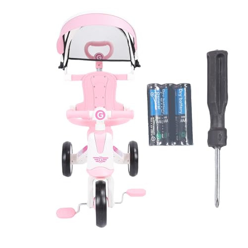 UPALDHOU Baby-Dreirad, Kinderdreirad mit Verstellbarem Schiebegriff für Eltern, für Jungen und Mädchen von 18 Monaten Bis 5 Jahren (PINK) von UPALDHOU