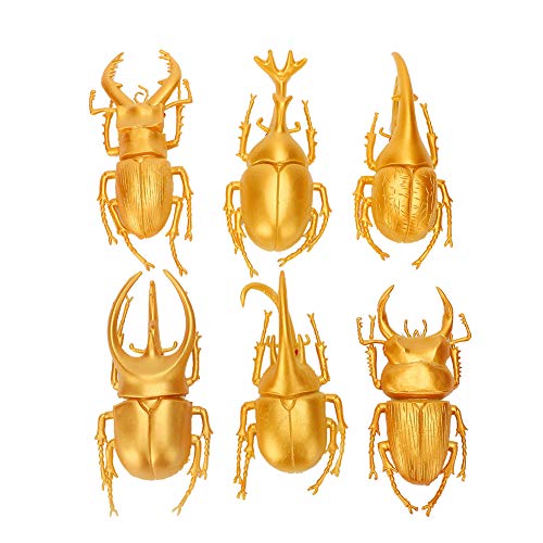UPALDHOU Gefälschter Käfer, Simuliertes Käfermodell, Käferfiguren für , Bildung, Insekten-Themenparty (6 große goldene Käfer) von UPALDHOU