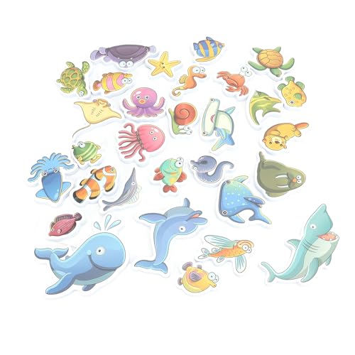 UPALDHOU Kinderbadspielzeug 30-teiliger Ozeantier-Puzzle-Set, Farbenfrohe Eva-Badaufkleber für Kleinkinder, Sensorisches Spiel, Frühes Lernen, Einfach Sauber und Wiederverwendbar, Leicht und Tragbar von UPALDHOU