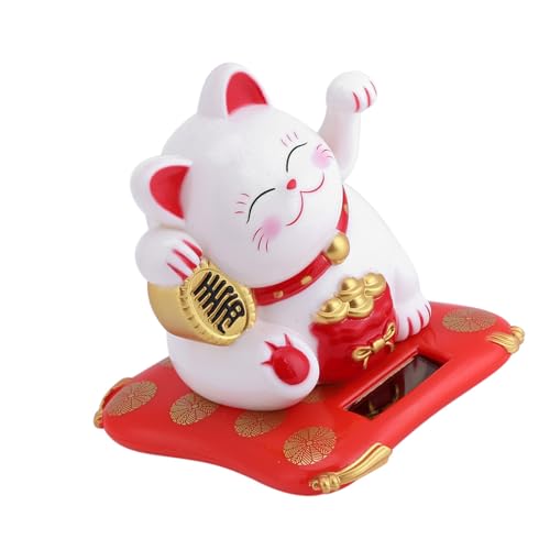 UPALDHOU Lächelnd Wehende Katzen Solar Angetrieben Nie (White) von UPALDHOU