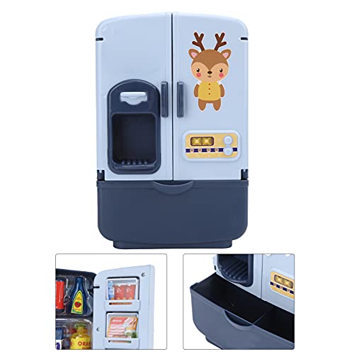 UPALDHOU Mini -Kühlschrankspielzeug für Doppeltürspiel Kühlspielzeug mit Großer Kapazität Schublade und Interne Partition Aufbewahrung ABS Material Safe Spielzeug für Rollenspiele Küche (Blue) von UPALDHOU
