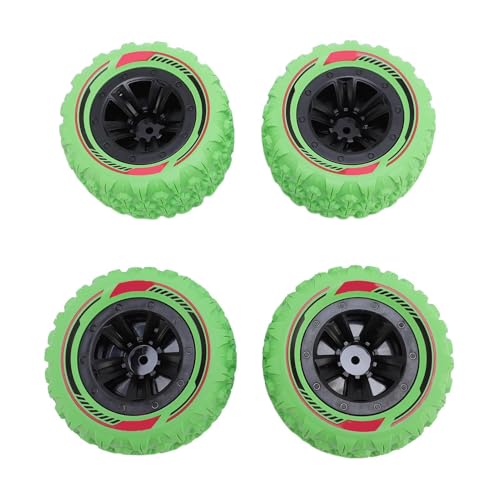 UPALDHOU RC-Autoräder Reifen, Crow-Reifen mit Hoher Traktion mit M3, M4-Muttern, Ersatzkit, 4,5 cm Breites Design, Verstärkte Seitenwandkonstruktion, Strukturierte Gummioberfläche für die Straße von UPALDHOU