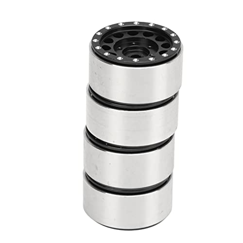 UPALDHOU RC Beadlock Wheel Wheel Hubs 4pcs Aluminiumlegierung RC Rims für 1/18 AXIAL SCX24 1/24 -Cars mit Verbesserter Stabilität Einfach Installation (Black) von UPALDHOU