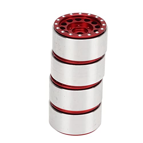 UPALDHOU RC Beadlock Wheel Wheel Hubs 4pcs Aluminiumlegierung RC Rims für 1/18 AXIAL SCX24 1/24 -Cars mit Verbesserter Stabilität Einfach Installation (Rot) von UPALDHOU