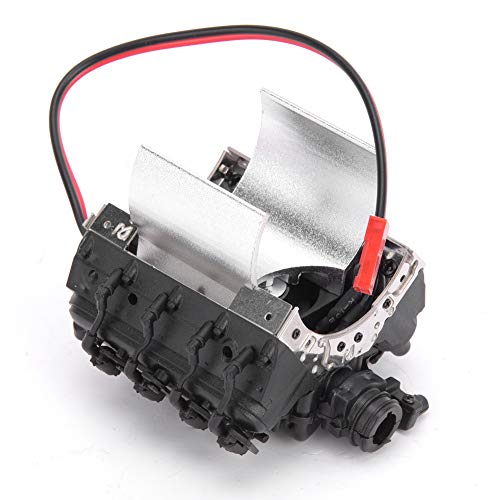 UPALDHOU RC-Simulation Motorkühler 1/10 RC CAR V8 Simulierter Motormotor-Kühllächer mit Automatischer Temperaturregelung Hochgeschwindigkeitslüfter für SCX10 SCX10II Motor 36 Mm-38mm (Black) von UPALDHOU