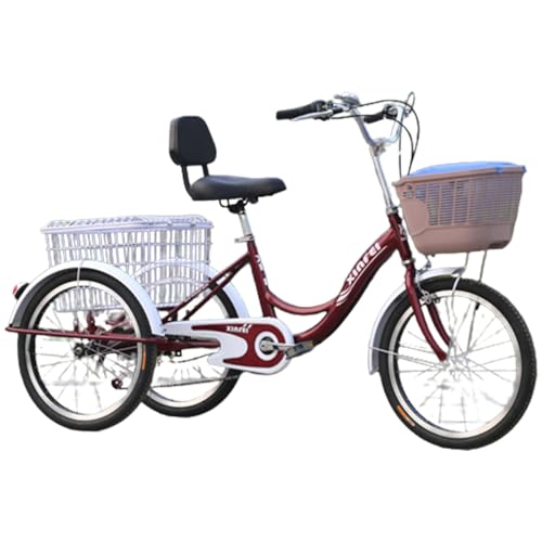 Tricycle De Loisir Pour Personnes Âgées, Mobilité, Fitness, Bicyclette À Pédales, 3 Roues, Avec Panier À Légumes.,One Size,Red von UPIKIT