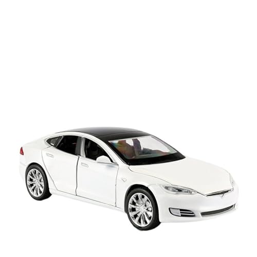 UPIKIT Maßstab 1:32 Für Tesla Model S Legierung Automodell Druckguss Metall Sound Und Licht Automodell Geburtstagsgeschenk (Color : White) von UPIKIT