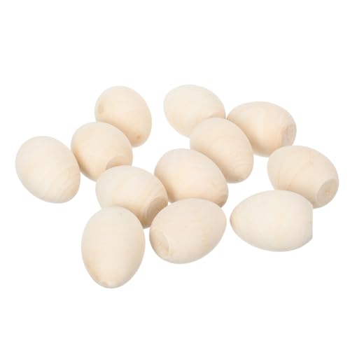 UPKOCH Ostereier Basteln Holz Graffiti Eier 12pcs Holz Simulation Eier Jungen und Mädchen Handgemalte Requisiten von UPKOCH