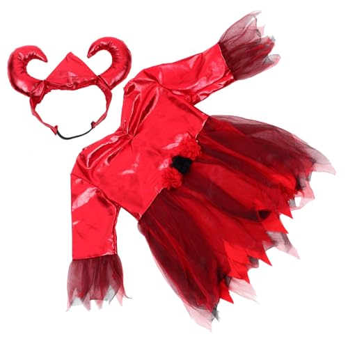 UPKOCH 1 Halloweenkleid Halloweenkostüm Teufel Halloween Kleidung Mädchen Mädchenkleid Kinderkleid Halloweenkostüme Aufführungskleidung Cosplay Kostüm Polyester Rot von UPKOCH