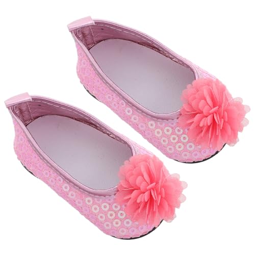 UPKOCH 1 Paar Glitzer-Puppenschuhe Miniatur-Puppenhaus-Flügel Puppenhaus Mini-Musikzimmer Glitzer Puppenschuhe Zoll Puppenzubehör Puppe Sommerschuhe Puppen-Partyschuhe Polyurethan Rosa von UPKOCH