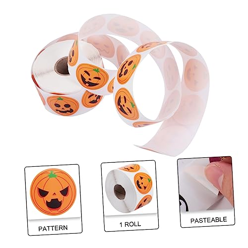 UPKOCH 1 Rolle Halloween-Aufkleber Halloween Deko Dekoration Aufkleber Dekorieren Grimasse Aufkleber Kürbis-grimassen-Aufkleber Kürbisgesichtsaufkleber Orange Selbstklebendes Papier von UPKOCH