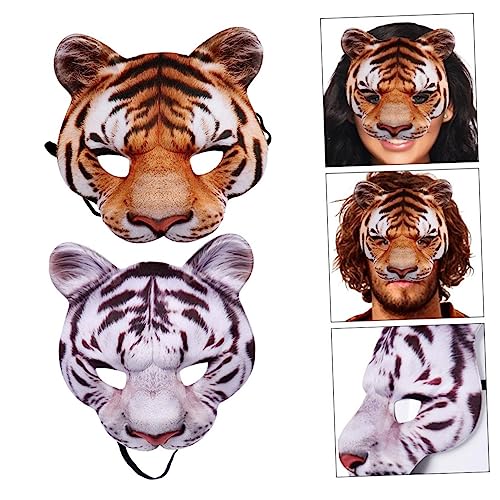 UPKOCH 1satz Tiger Masken Für Halloween Und Karneval Unisex Tiermaske Aus Weiße Und Gelbe Tiger Gesichtsbedeckung Für Kostümparty Cosplay Und Fasching von UPKOCH