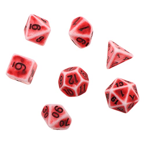 UPKOCH 1 Satz 7 Stück Retro -würfelset Farbe Vintage Würfel Partybedarf Im Freien Groß Polyedrische Würfel Brettspiel Würfel Partyzubehör Alte Würfel Rot Acryl von UPKOCH
