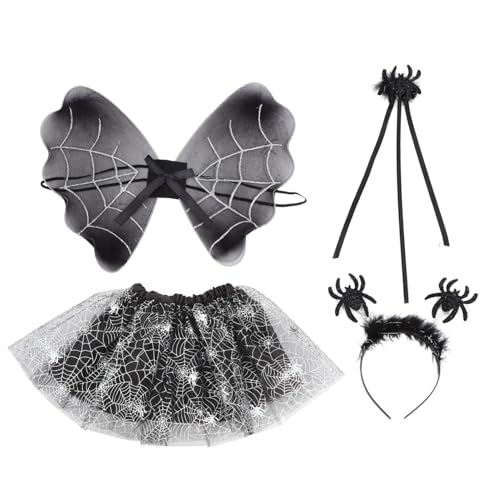 UPKOCH 1 Satz Aufführungsset für Figur Plüsch Spinne Fuchs Halloween-Attacken halloween-dekoration Kinderanzug Kinderfest Partyrock Halloween-Flügel- Stoff Black von UPKOCH