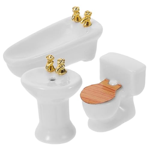 UPKOCH 1satz Puppenhaus Badezimmer Miniatur Badewanne Toilette Und Waschbecken Detailgetreue Dekoration Für Puppenhaus Badezimmer Für Und Miniaturmöbel-Liebhaber von UPKOCH