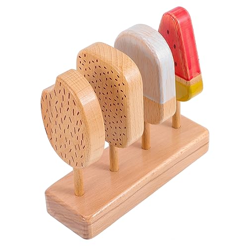 UPKOCH 1 Satz Buchen- am Stiel küchenspielzeug für Kitchen Toys for Holzspielzeug für Tischdekoration küche Kindereis aus Holz Eiscreme-Holzspielzeug von UPKOCH