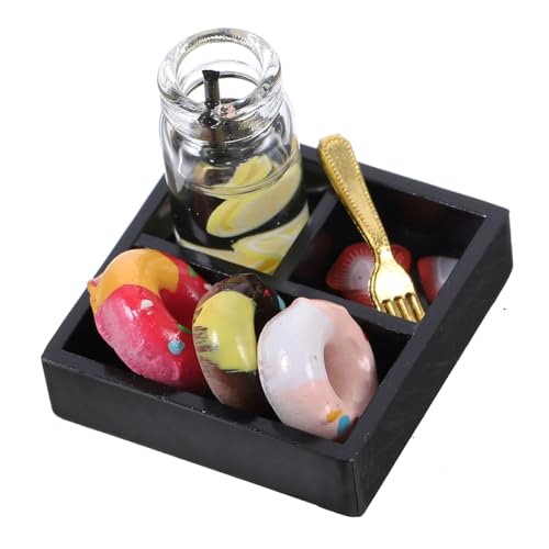 UPKOCH 1satz Miniatur Lebensmittel Für Puppenhaus Teiliges Snack-Spielzeug Mit Süßen Donuts Und Getränken Für Nachmittagstee-szenen Bunte Realistische Puppenzubehör-Dekoration von UPKOCH
