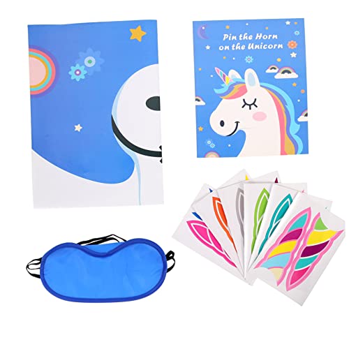 UPKOCH 1 Satz Einhorn-Aufkleber kinderspielzeug kinderknallzeug hühner Toy Set einzigartiges Einhorn-Partyspiel Pin das Horn auf Einhorn-Partyspiel Papier Blue von UPKOCH