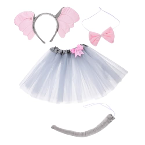 UPKOCH 1 Satz Elefantenkostüm für Halloween Tierkostüm mit Elefantenohren Haarband und Grauem Tüllrock für Karneval Geburtstagsfeiern und Cosplay von UPKOCH