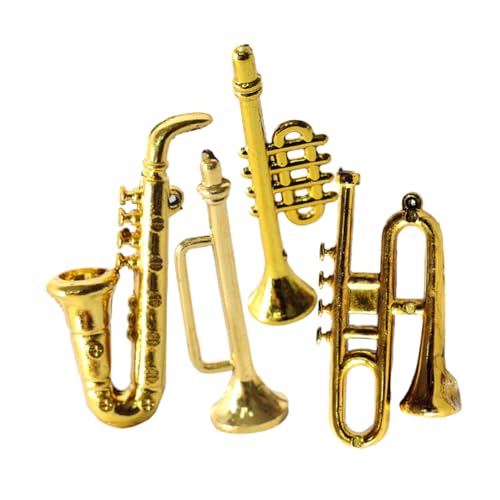 UPKOCH 1 Satz Entzückende Mini Hausdekor Dekorationen Puppe Miniatur Winzige Mini Trompete Spielzeugmodell Musikinstrumente Musikdekor Zartes Mini Hausdekor Kunststoff 4 Stück von UPKOCH