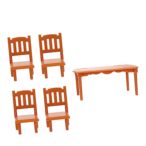 UPKOCH Mini-möbelset – 1 Set Mini-esstisch Und Stühle Aus Kunststoff Spielzeug Kompakte Größe Zum Spielen Und Präsentieren von UPKOCH