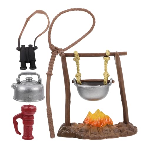 UPKOCH 1 Satz Für Überlebensausrüstung Puppenhaus-feuerverzierung Fernglas Indoor-Garten-kit Mini-Lagerfeuer-Modell Fangset Für Den Strand Außen Plastik von UPKOCH