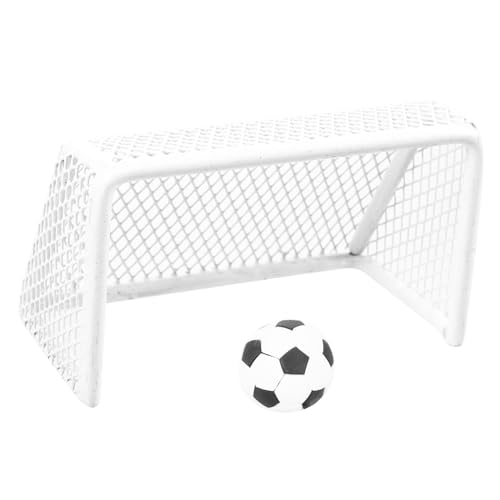 UPKOCH 1 Satz Fußballtor Fußbälle Mini-Fußball Puppenhaus Miniatur Mini-Sportball-Statuen Fußballtor-Minimodell winzige Kugeln Mini-Hausfußball Fußballverzierungen Plastik Weiß von UPKOCH