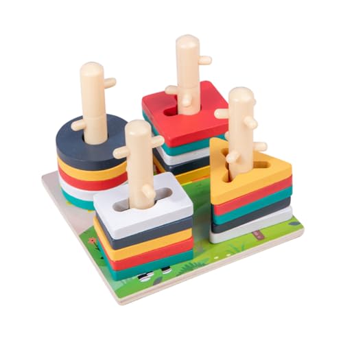 UPKOCH Holzbaustein-Spielzeug – Passende Blöcke Mit Geometrischen Formen – Pädagogisches Spielzeug – Sicher Für Kinder von UPKOCH