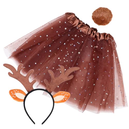 UPKOCH 1satz Reh-kostüm Mit Geweih-stirnband Rock Und Süßes Tier-kostüm-accessoire Für Party Cosplay Und Halloween Leicht Und Bequem Lebendige Farben Langlebig Und Sicher von UPKOCH