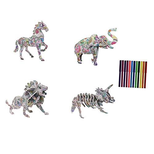 UPKOCH 1 Satz Graffiti Puzzle für DIY Puzzle zum Bemalen mit Farbstiften Dinosaurier Elefant Kreatives Bastelspielzeug Räumlichem und Künstlerischer von UPKOCH