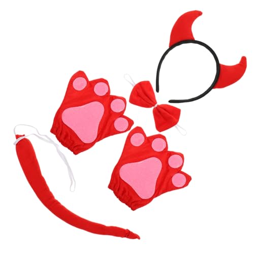 UPKOCH 1 Satz Halloween-dämonenkuh Masken Mittelalterlicher Mantel Hoodies Halloween-Fliege Maskerade Rentiergeweih Nase Teufelskostüm Für Hundestirnband Wolf Rot Baumwolle von UPKOCH
