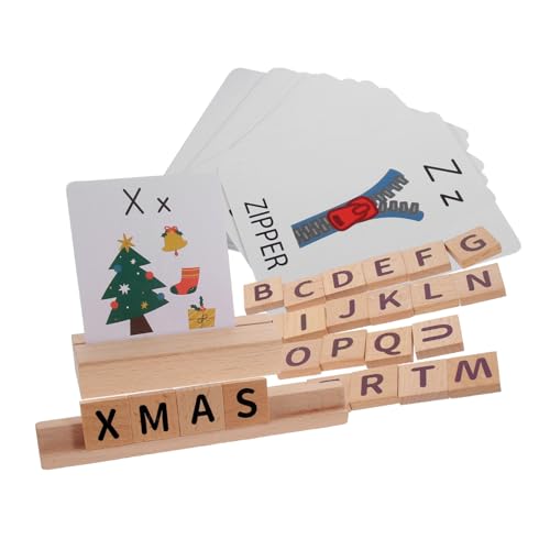 UPKOCH 1 Satz Kindererziehungsspielzeug Buchstabenspielzeug Aus Holz Englische Wörter Lernen Karten Briefe Karten Alphabet-Puzzle- Alphabet- Bildungsspielzeug Hölzern von UPKOCH