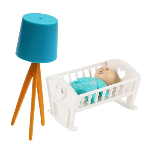 UPKOCH 1 Satz Krippenmodell Mini- puppenhaus Einrichtung Mini Babybett Puppenhaus Modell Mini Kinderbett Puppenhaus-Krippenspielzeug Puppenhauslampe Hauszubehör mini Mini-Hausbett Abs von UPKOCH