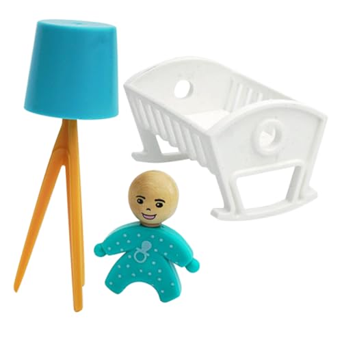 UPKOCH Miniatur-krippenmodell Für Puppenhaus Mini-krippe Und Stehlampe Set Miniatur-möbel Ornament von UPKOCH
