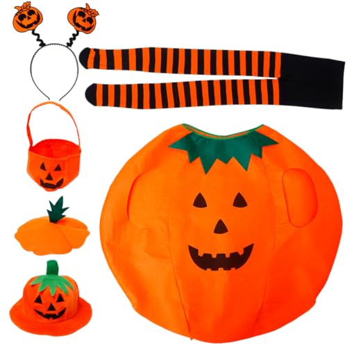 UPKOCH 1 Satz Kürbis-Set Für Erwachsene Entzückendes Kürbiskostüm Halloween-kürbishut Kürbis-Halloween-kostüm Für Halloween-Party-Anzug Kürbis Kinderkleid Tuch Orange von UPKOCH