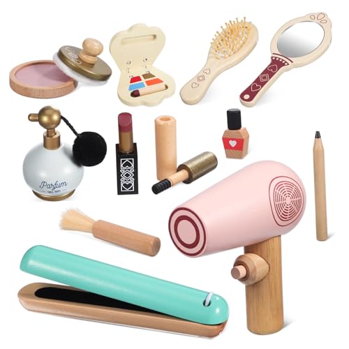 UPKOCH 1 Satz Make -up -Tasche Set Kid tun Make -up vor Make-up-Set für Mädchen Kleinkind -Make -up -Kit so tun Kleinkind tun Make -up vor Schminke vortäuschen Schminkkasten hölzern von UPKOCH