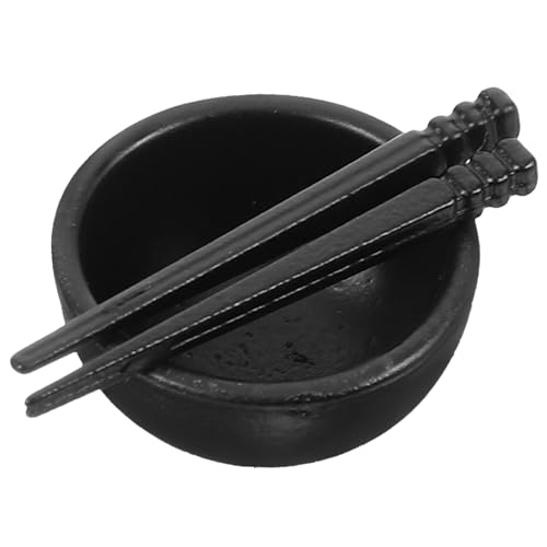 UPKOCH 1 Satz Metallgeschirr Dekorativ Stellen Sie Sich vor, Sie Schüssel Miniatur-Schüssel klein Schüsseln lehrreich Mini-Essstäbchen Miniaturbesteck Miniaturschalen Black von UPKOCH