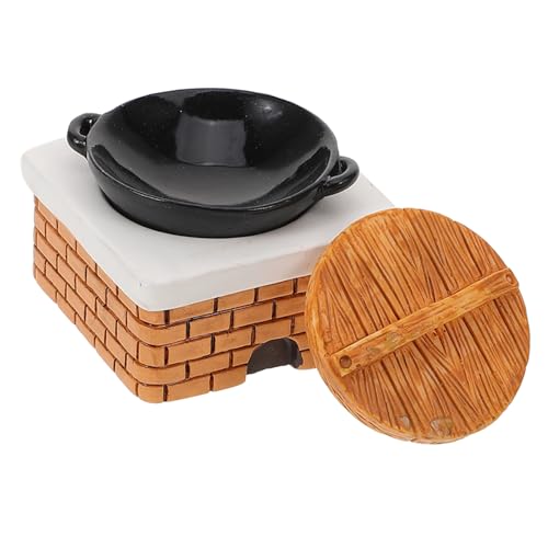 UPKOCH 1 Satz Mikrokochfeld puppenhaus küchenzubehör puppenhaus küchenmöbel Kleiner Herd für Puppenhaus Miniaturherd Modell Mini Herd Miniatur-Herdspielzeug Mini-Topf Plastik Light Brown von UPKOCH
