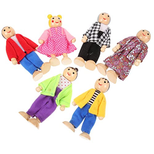 UPKOCH 1 Satz Mini Holzpuppenfamilie Spielset Bewegliche Figuren für Rollenspiele und Puppenhaus Dekoration Sicheres für Fördert Kreativität und Interaktion von UPKOCH
