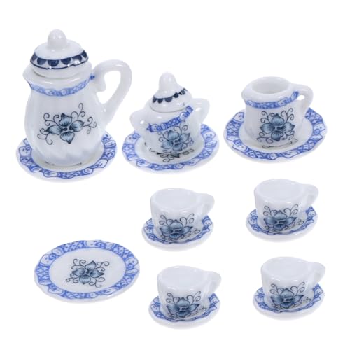 UPKOCH 1 Satz Mini-Keramik-Teeservice Untertasse Miniatur Party realistisch Porzellan puppenhaus Geschirr puppenhaus küchenzubehör Küchenrequisiten vorgeben Puppenhaus Teetasse Blue von UPKOCH