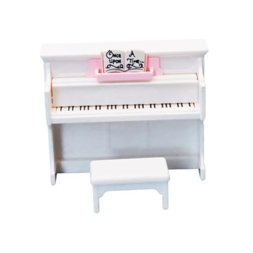 UPKOCH 1 Satz Mini-Klavier-Ornament Puppenhaus Mini-DIY- Kreative Mini-Dekoration Kleine Klaviertastatur Musik Musical Hocker Klavier Modell Klaviermodellbausatz Plastik Weiß von UPKOCH