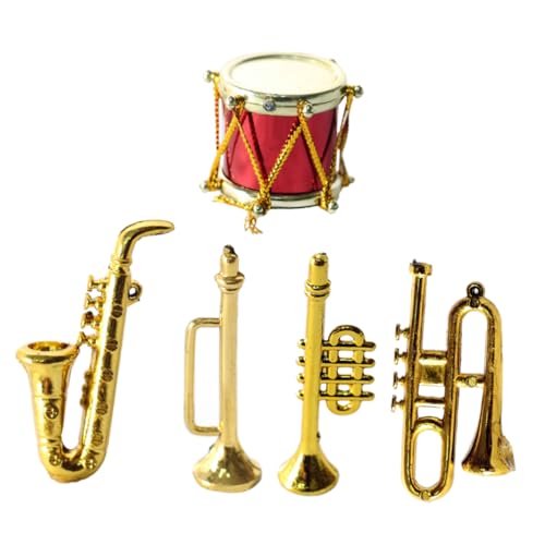 UPKOCH 1 Satz Mini-Saxophon Miniaturtrommel puppenhaus zubehör Mini Spielzeuge Möbel Mini-Trompete-Dekor Mini-Musikinstrumentenmodell groß Requisiten Schlagzeug schmücken Kind Statue von UPKOCH