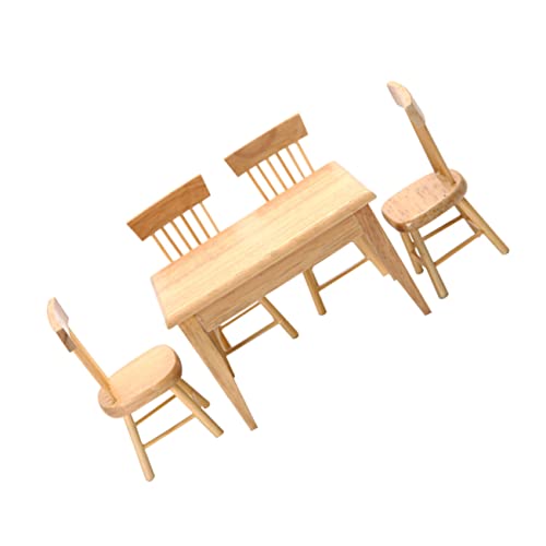 UPKOCH 1 Satz Mini-esstisch-Set Mini-Stuhl Kleiner Tisch Miniküche Möbel Miniatur Artikel Büro Mini-Essen Desktop-Dekoration Spielhaus Stuhlmodell Holz von UPKOCH