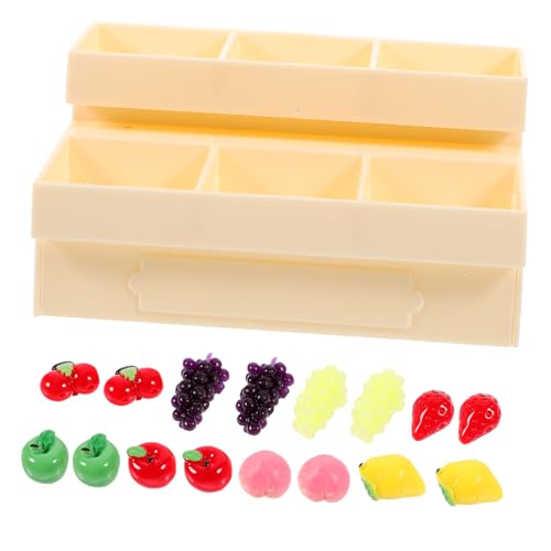 UPKOCH 1 Satz Miniatur-Lebensmittelspielzeug auf Regalen Essen Korb puppenhaus lagerregal Küchenminiaturen Obst Miniaturen zum Basteln Gemüseregal Miniatur-Warenregal Plastik Beige von UPKOCH