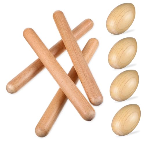 UPKOCH 1 Satz Musikalisches Spielzeugset für Teiliges Set mit Holz Ei Shakern und Rhythmus Stöcken für Frühkindliche Musikförderung und Ostergeschenke von UPKOCH