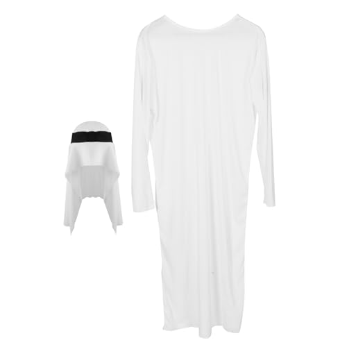 UPKOCH 1 Satz Prince's Clothing arabische Kleidung muslimische Kleidung Arabische Partykleidung Kostüm Roben Arabisches Kleid für Frauen arabische nächte Dekorationen Polyester Weiß von UPKOCH
