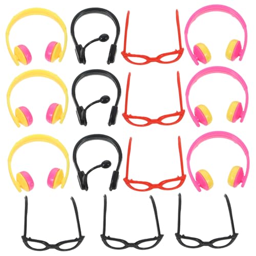 UPKOCH Miniatur-Brille Und Kopfhörer-Set Anziehpuppen Mode-Accessoires Spielzeug-Requisiten Für Rollenspiele von UPKOCH